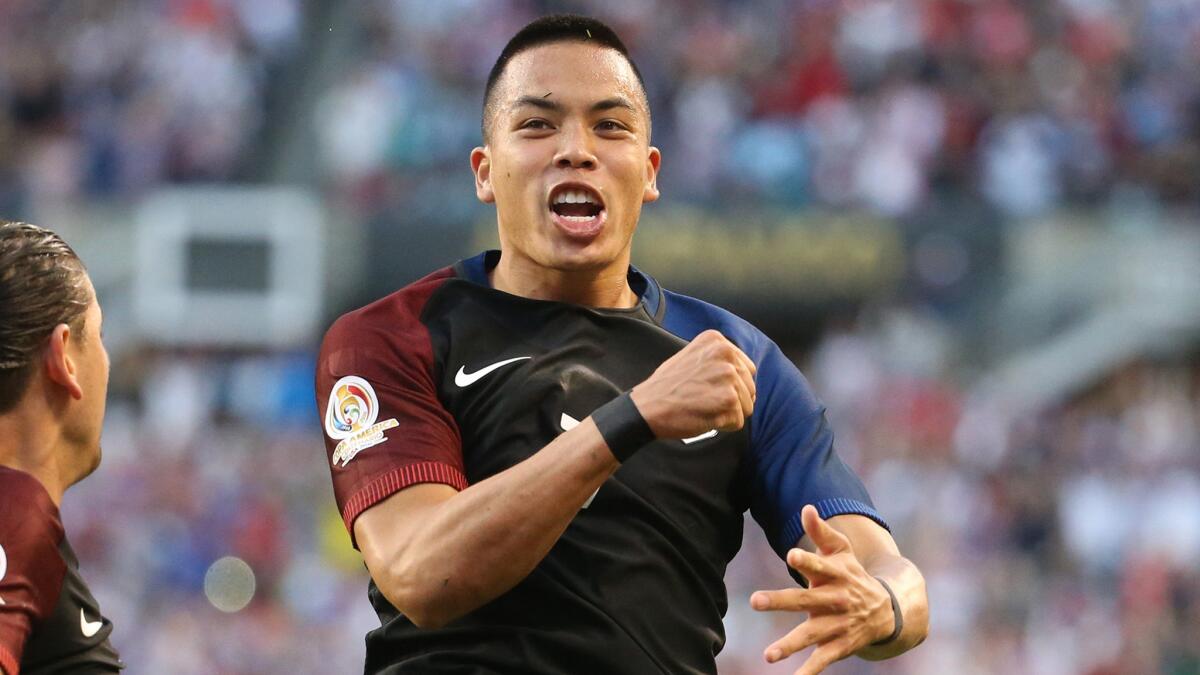 Forward Bobby Wood, shown during a game earlier this season, scored the first of six U.S. goals on Friday against St. Vincent and the Grenadines.