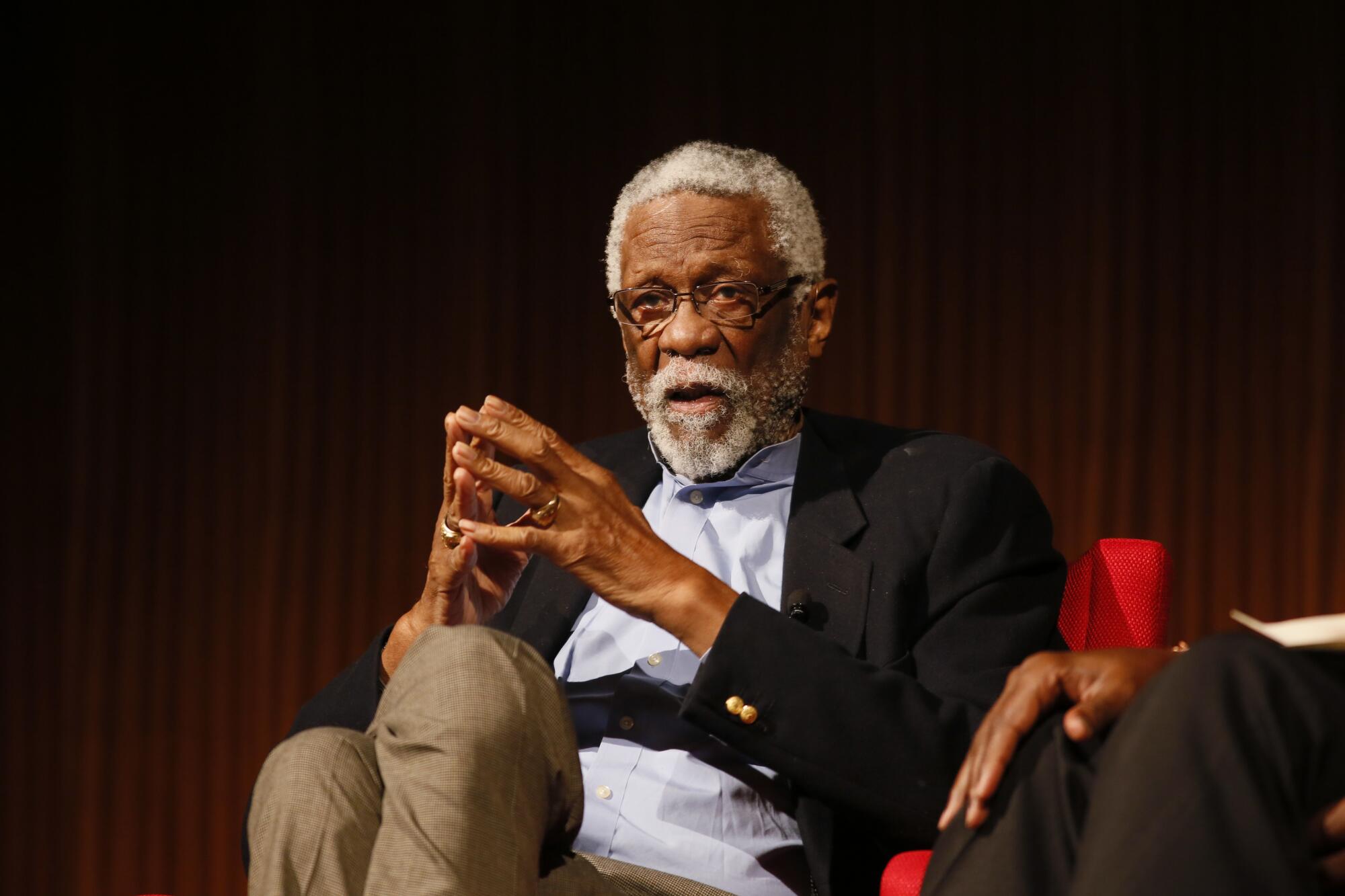 Bill Russell speaks as part of a panel in 2018.