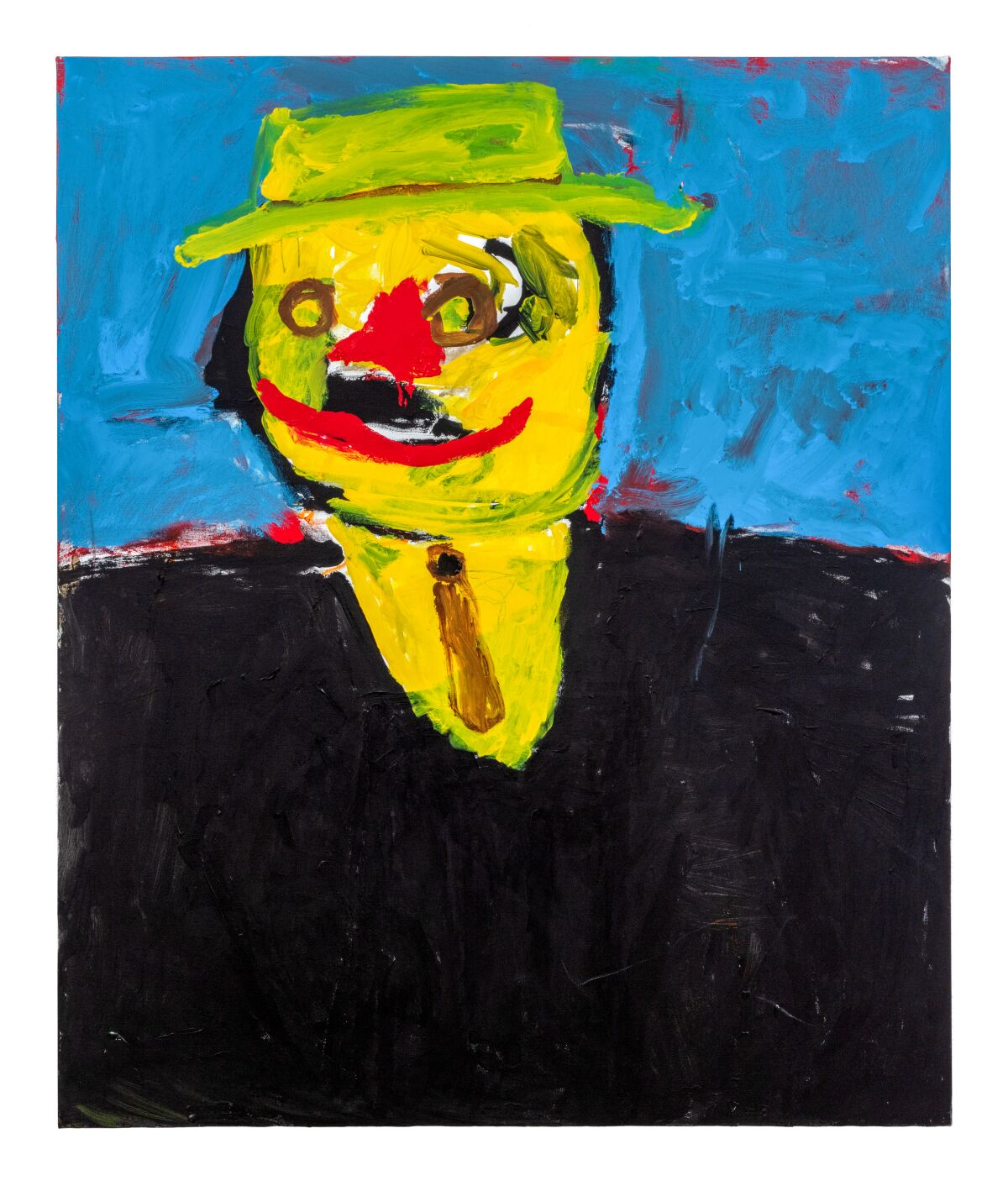 painting of abstract man with yellow face 