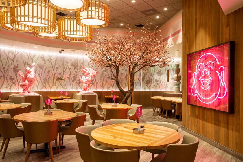 The dining room of newly opened Pink Buddha restaurant at Sycuan Casino Resort in El Cajon.