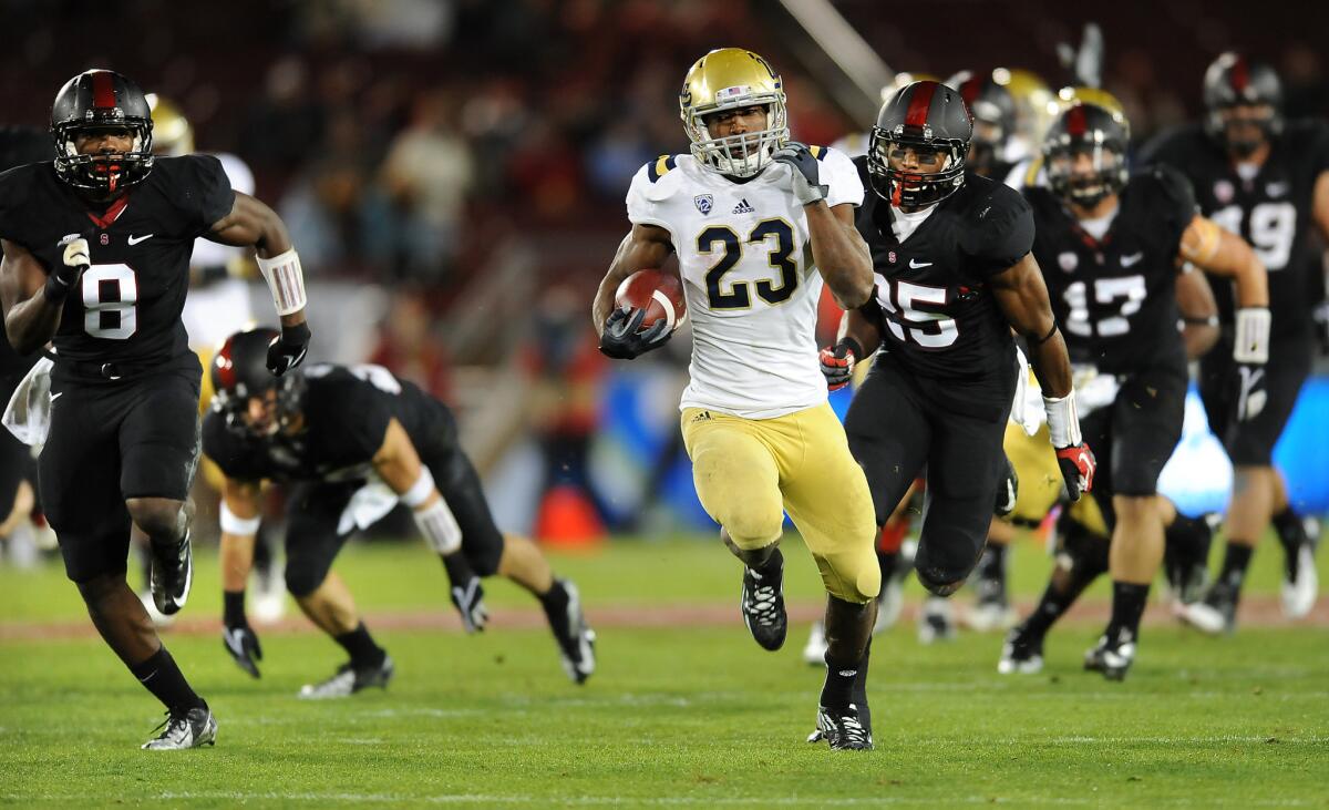 UCLA running back Jonathan Franklin beats the Stanford defense for a 51-yard touchdown run on Nov. 30, 2012.