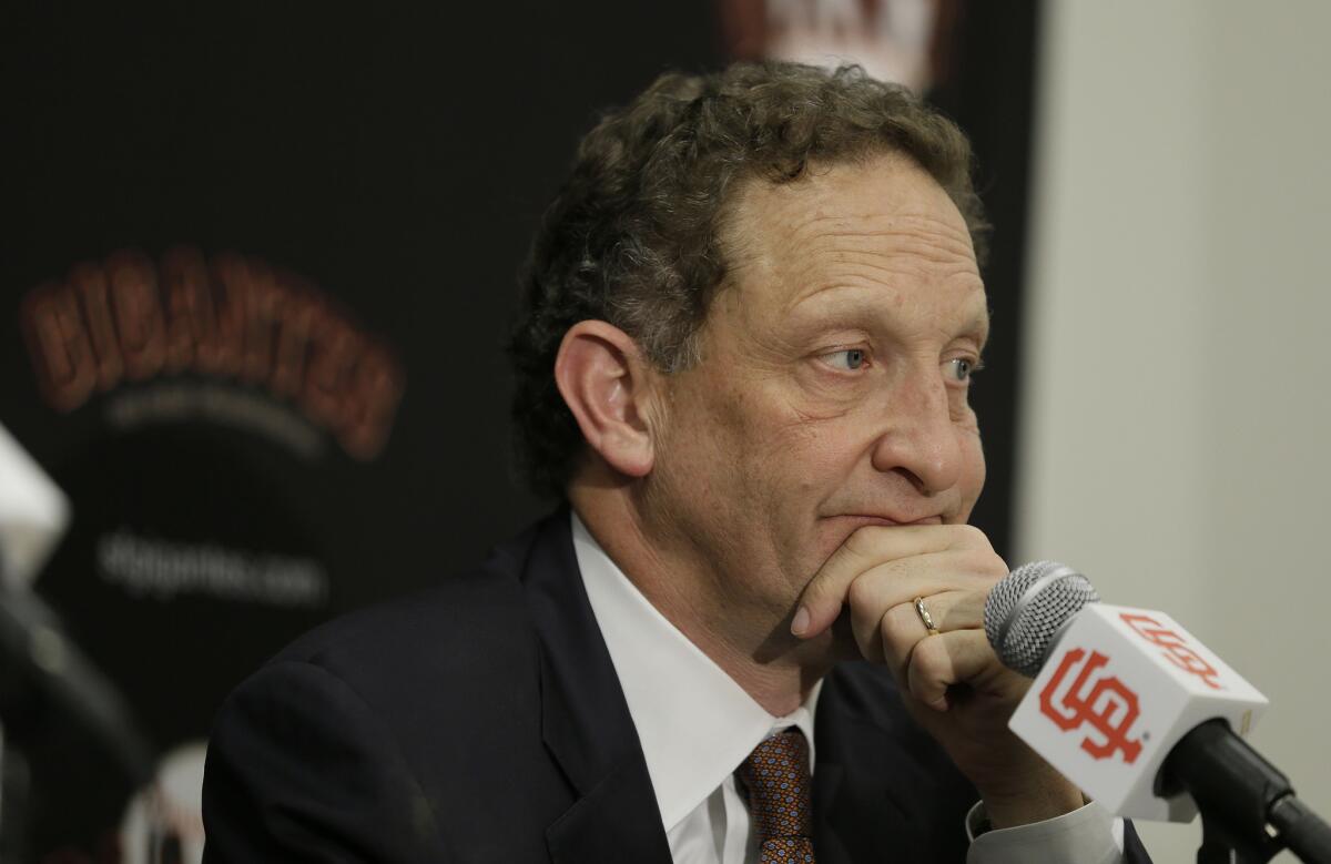 San Francisco Giants Chief Executive Larry Baer, shown during a news conference at AT&T Park on Nov. 6, is part of a group looking to bring the 2024 Olympics to the Bay Area.