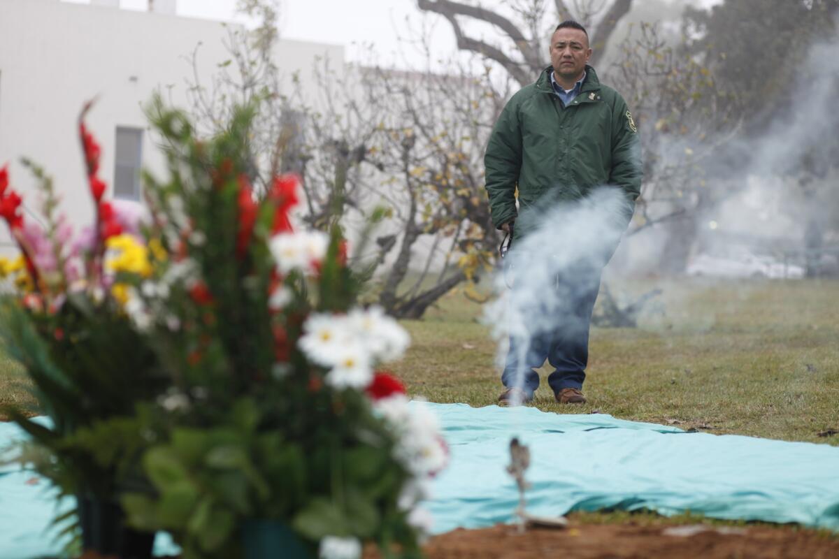 The burial of Los Angeles County's unclaimed dead in 2012.