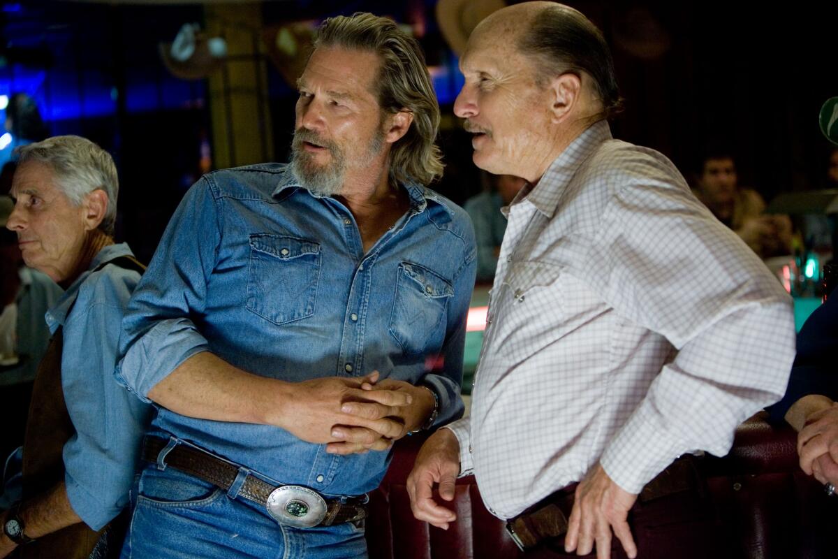 Jeff Bridges with Robert Duvall in the movie "Crazy Heart."