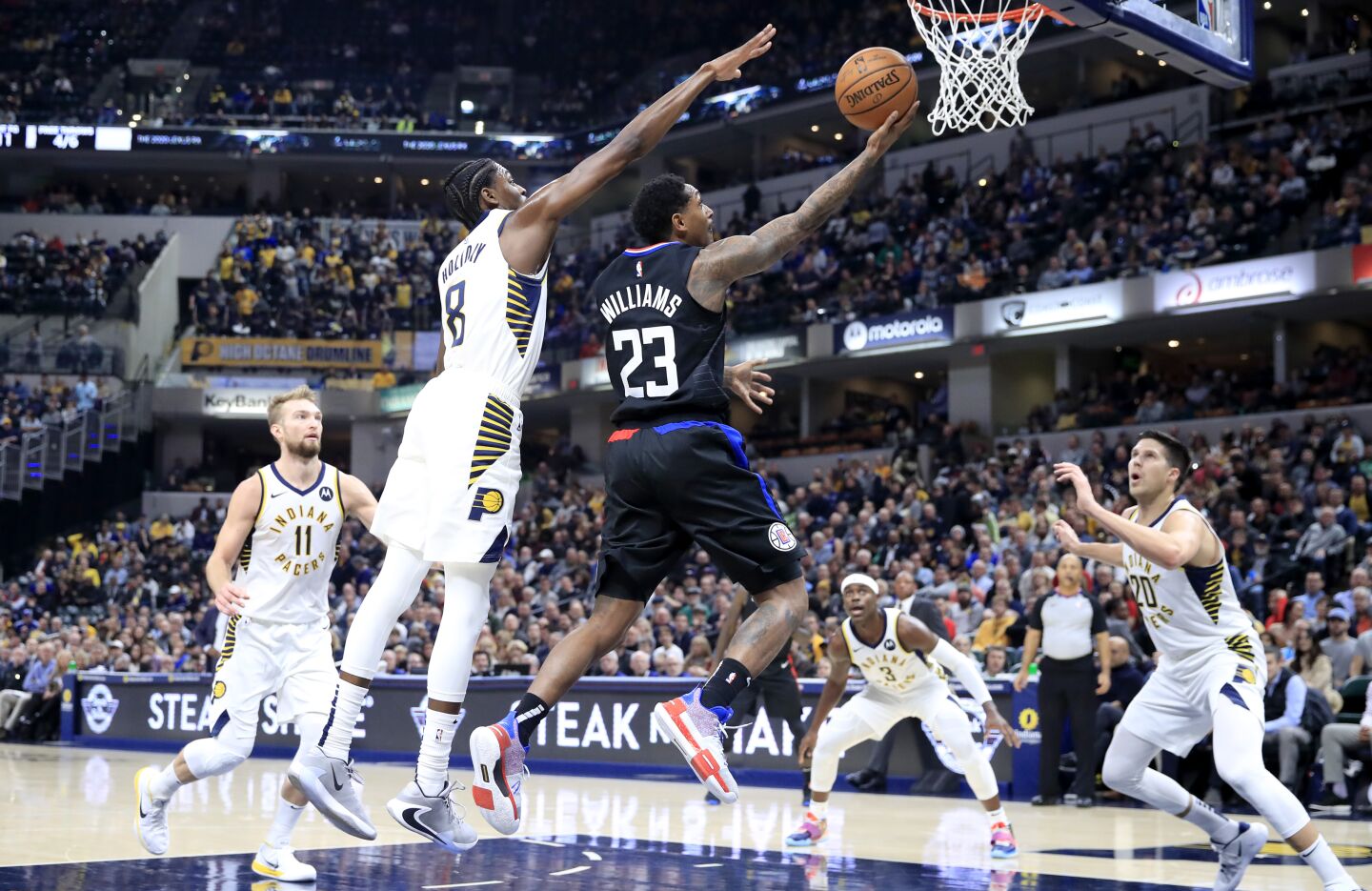 Lou Williams drives to the basket during a game against the Pacers on Dec. 9 at Bankers Life Fieldhouse.