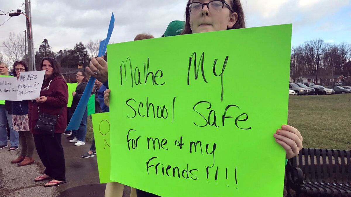 Demonstrators in Laurel County, Ky., on Feb. 21 protest for safer schools.