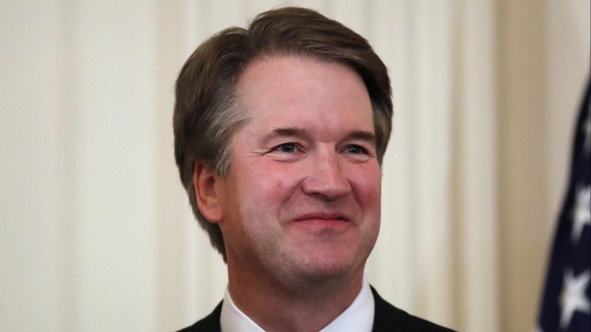 Judge Brett Kavanaugh, President Donald Trump's Supreme Court nominee stands in the East Room of the White House on July 9.