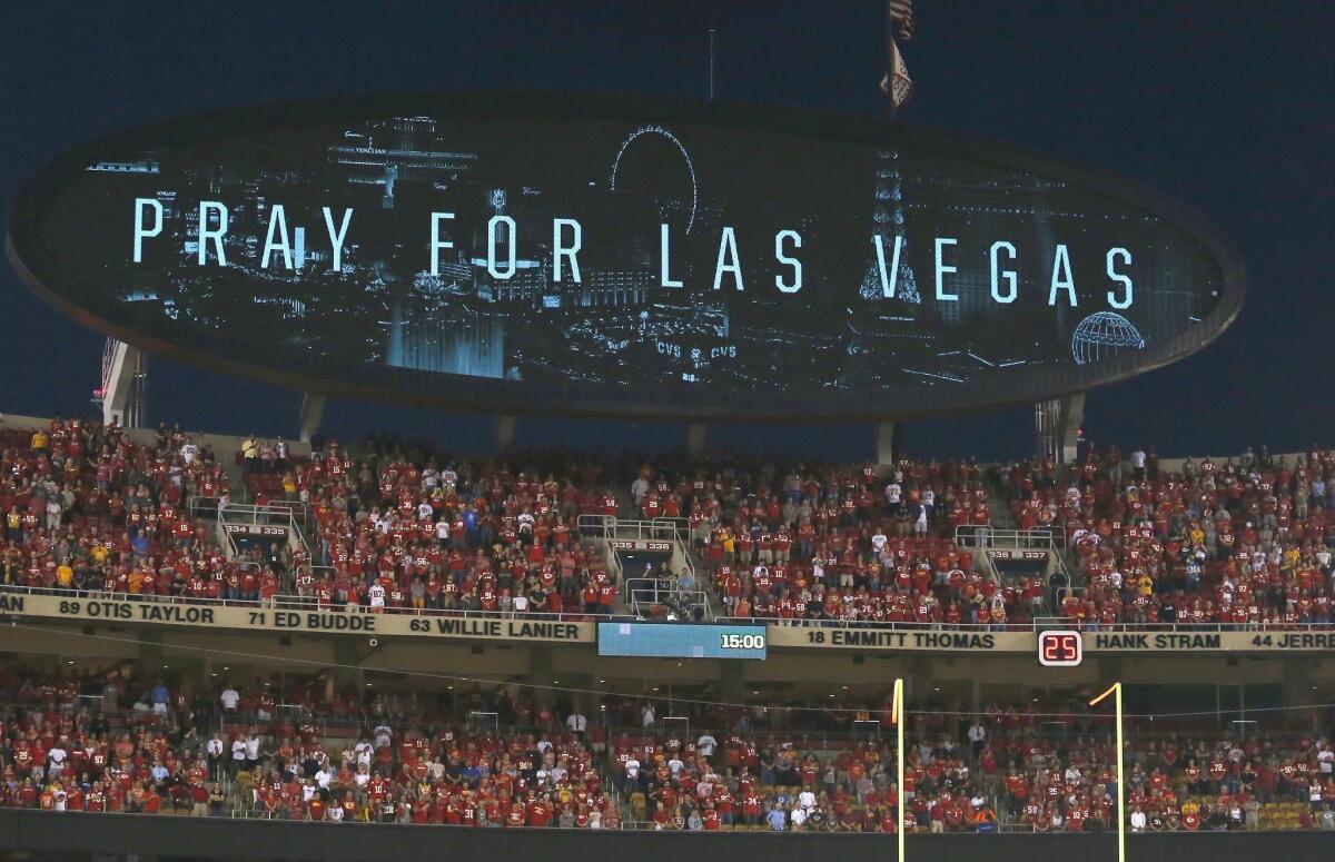 The video board during a moment of silence before the Washington Redskins game against the Kansas City Chiefs in Kansas City, Mo.