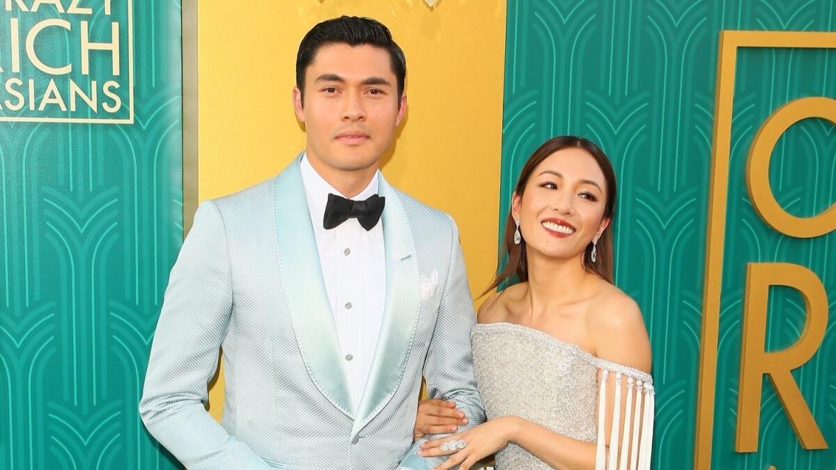 Henry Golding and Constance Wu attend the premiere of Warner Bros Pictures' "Crazy Rich Asians" in Hollywood.