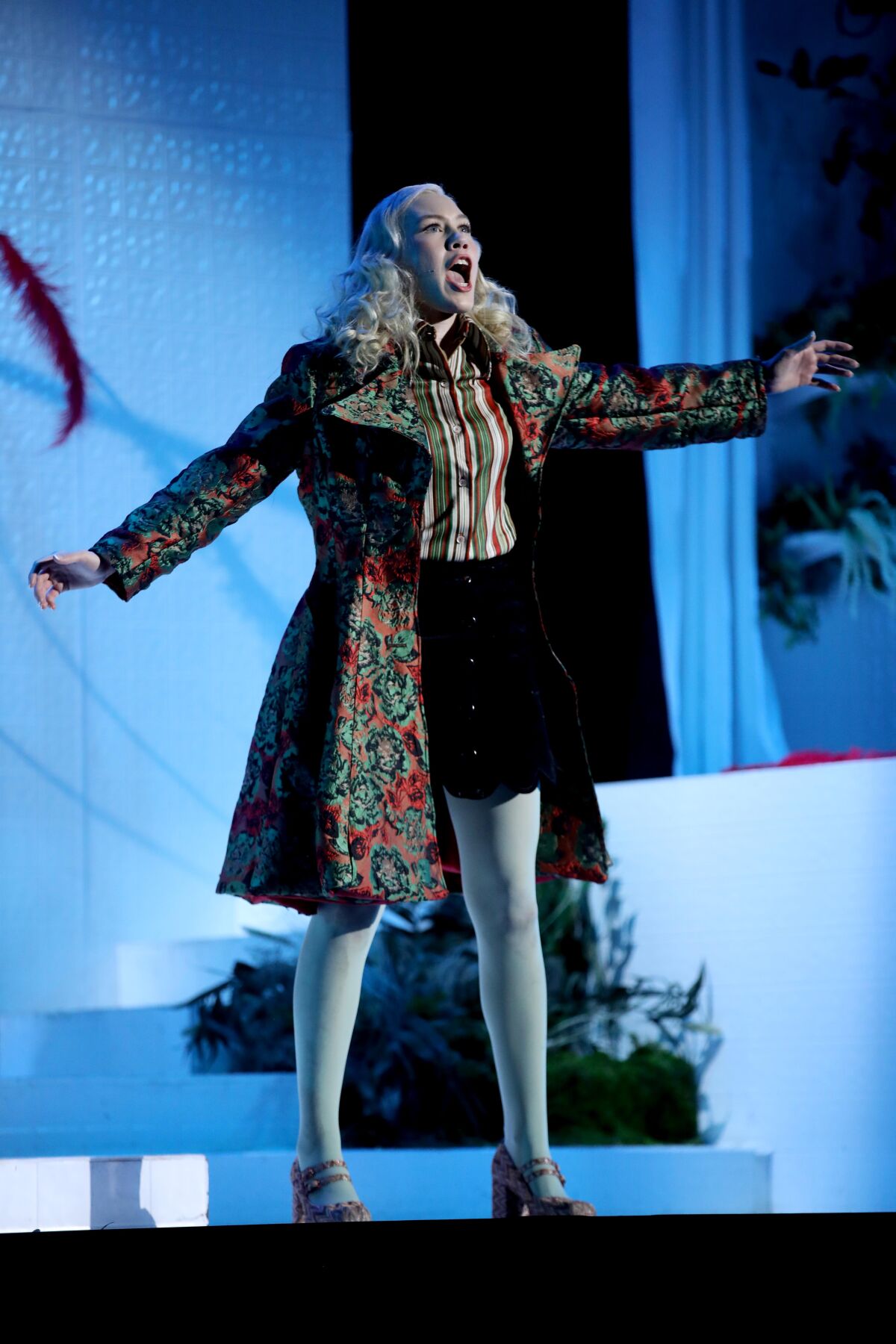 Tivoli Treloar, as The Lover, performs in a dress rehearsal of Kate Soper's new opera, "Romance of the Rose."