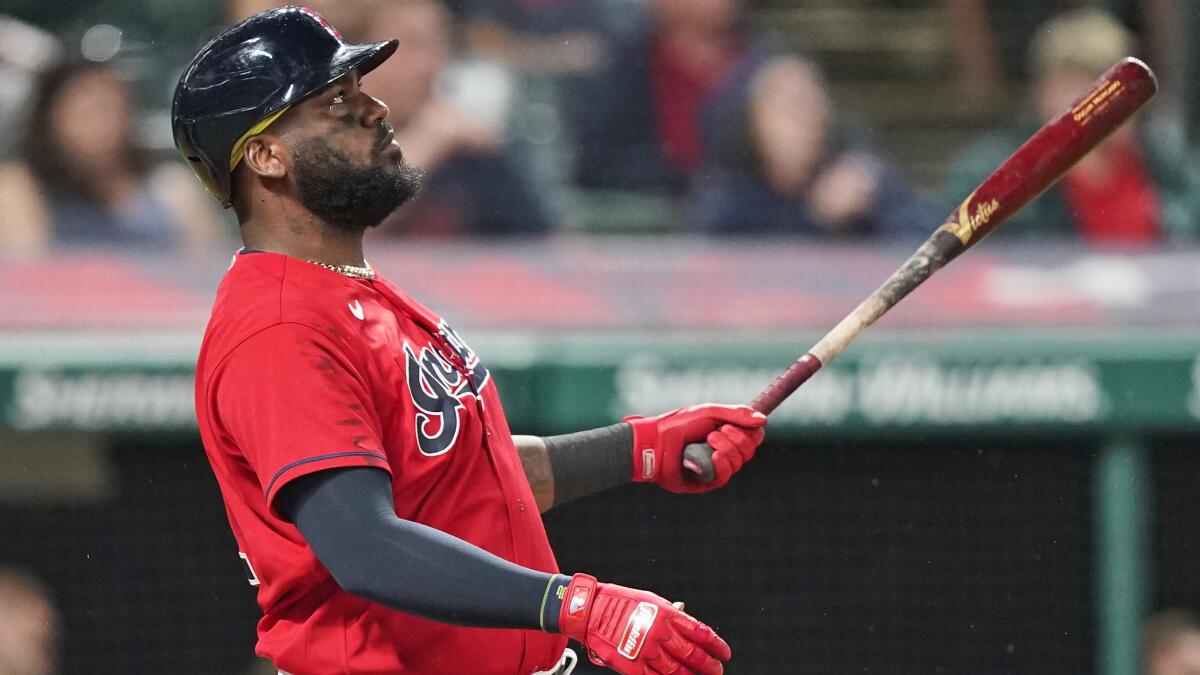 Cleveland's Franmil Reyes' hunt to hit Progressive Field scoreboard