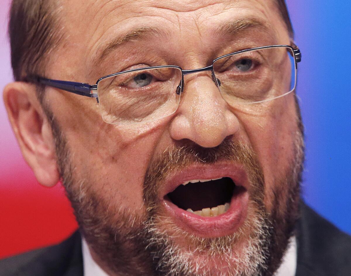 Martin Schulz, the leader of the center-left Social Democratic party, is trying to unseat German Chancellor Angela Merkel.