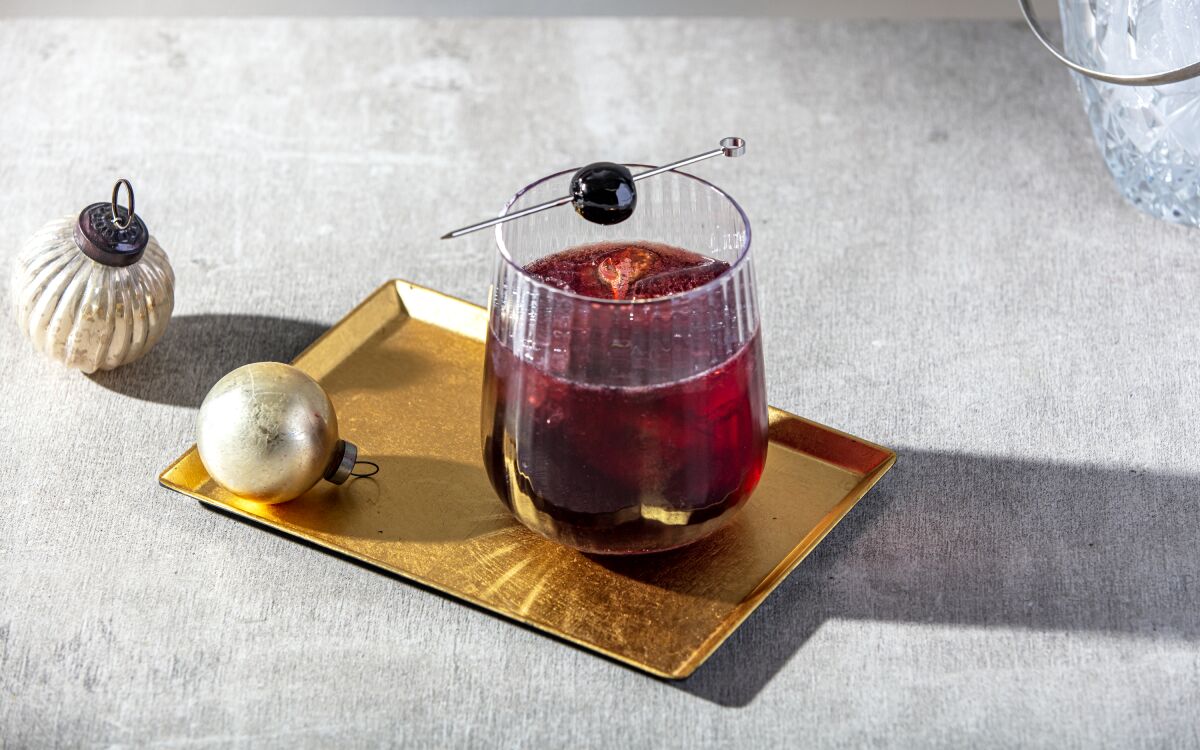 Lambrusco on the Rocks, a bubbly wine cocktail.