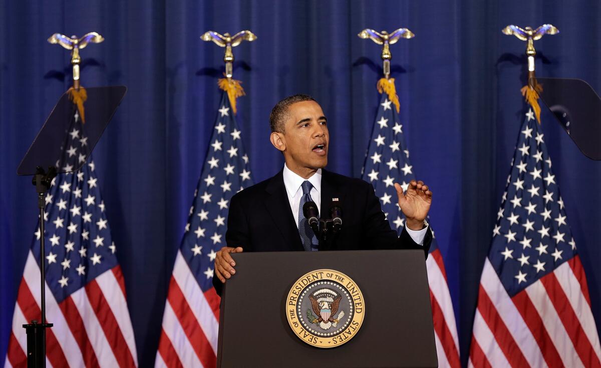 President Obama discusses his administration’s counter-terrorism policy in May 2013.