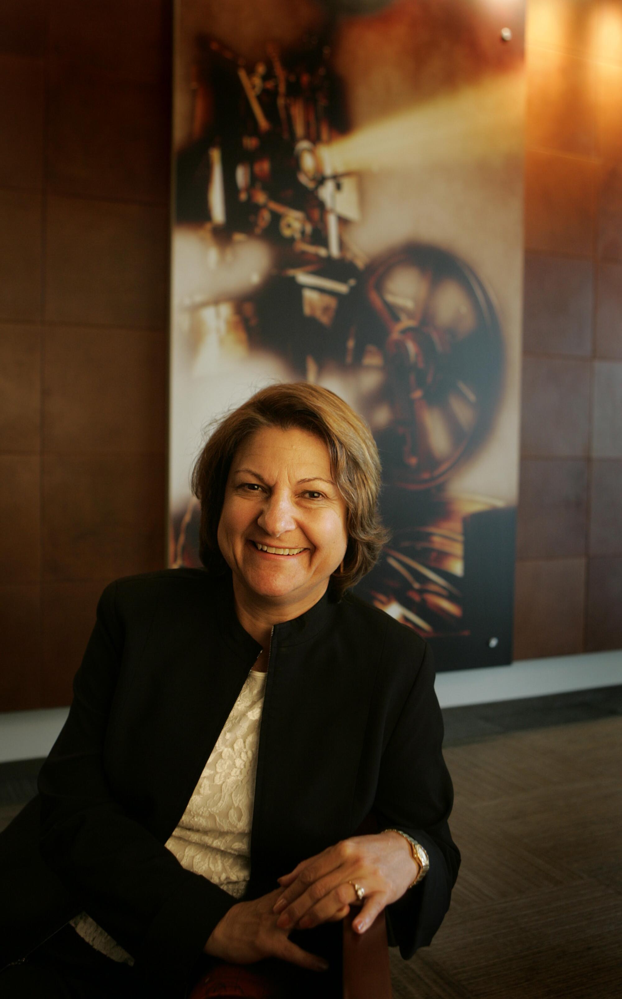 A portrait of Carol Lombardini, president of the Alliance of Motion Picture and Television Producers.