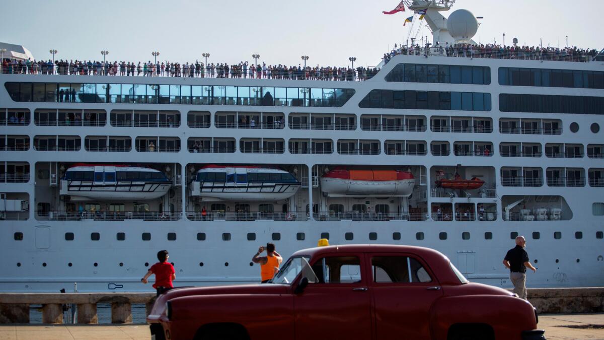 Carnival's Adonia cruise ship arrives from Miami, in Havana, Cuba.