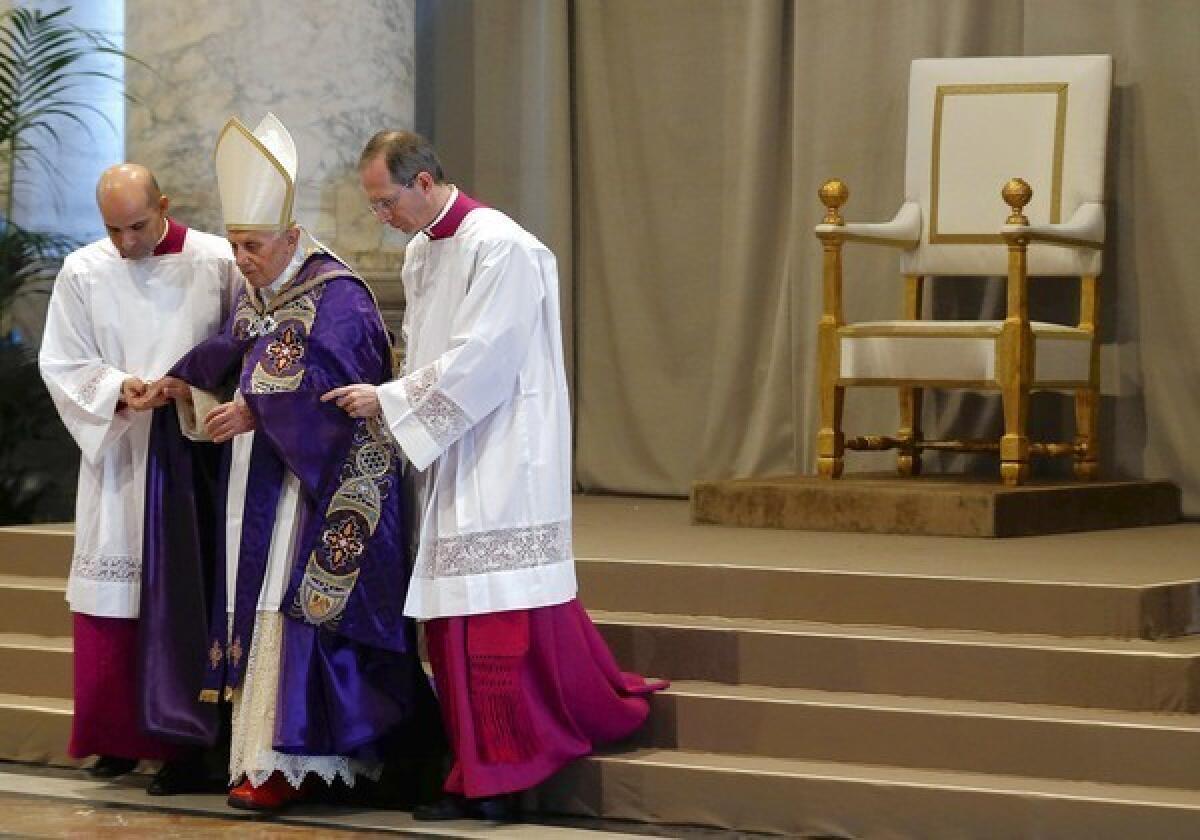 Pope Benedict XVI arrives at St. Peter's Basilica on Ash Wednesday.