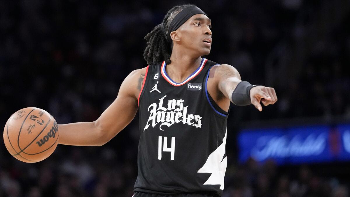 Los Angeles Clippers guard Terance Mann plays against the New York Knicks on Feb. 4, 2023, in New York.
