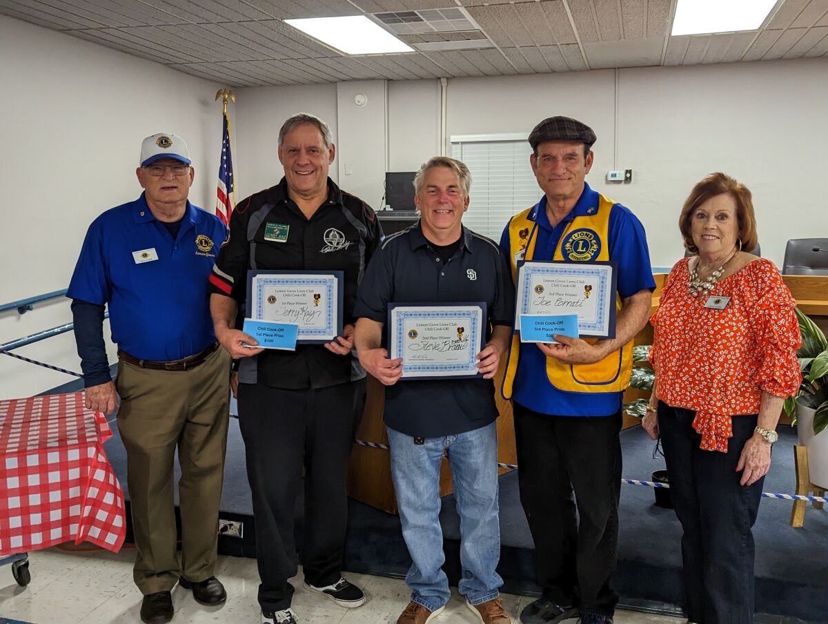 The Lemon Grove Lions Club recently held a successful Chili Cookoff fundraiser. 