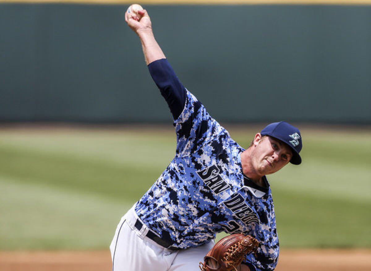 San Diego pitcher Dylan Covey throws to the plate during the first inning against San Diego State.