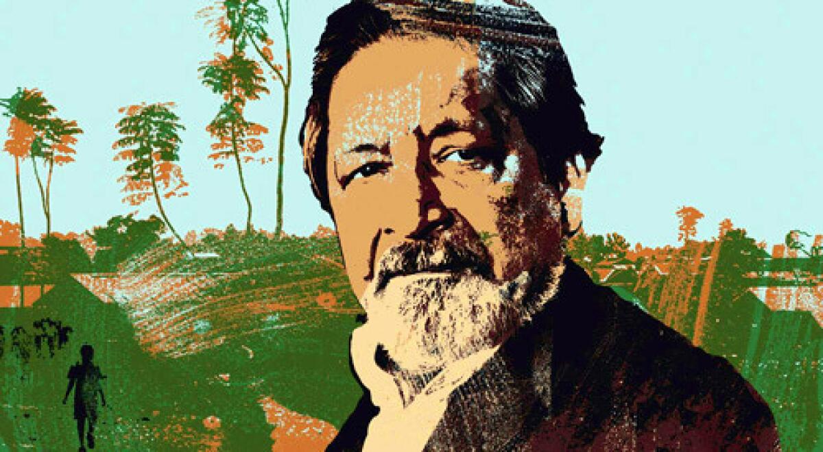Illustration of the author V.S. Naipaul to go with the review of his book, 'The Masque of Africa.'