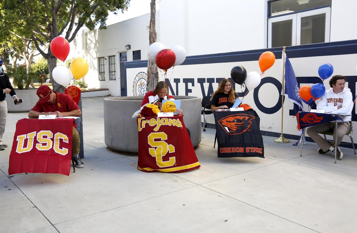 Newport Harbor High School held a signing day ceremony on Friday.