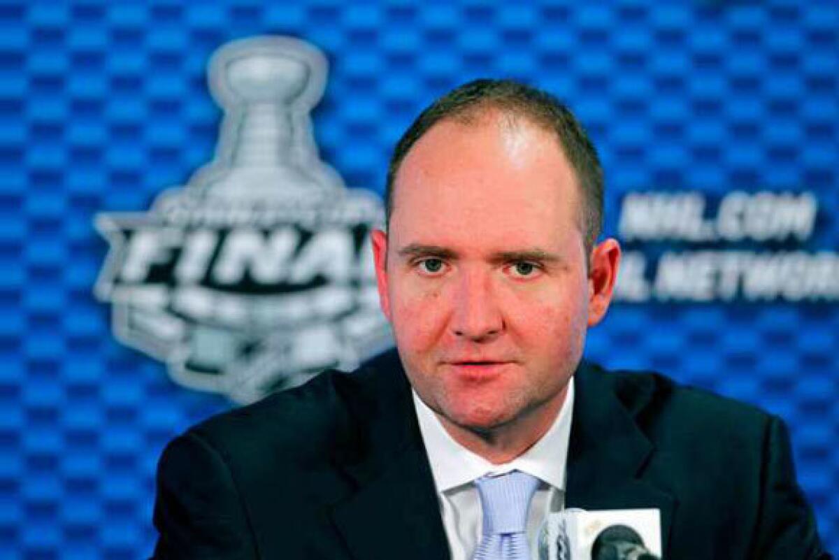 Devils Coach Peter DeBoer addresses the media after the Game 1 loss to the Kings.