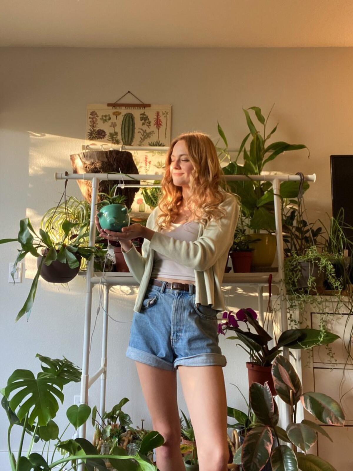 Reader Tess McDaniel with plants