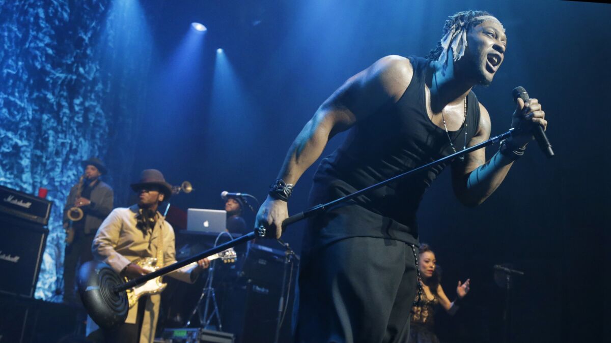 Soul singer D'Angelo peforms at a sold-out Club Nokia on Monday.