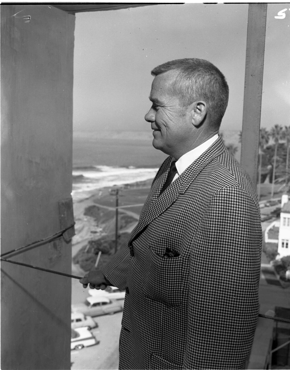 Developer Orville Huntley surveys his newly opened Huntley Building in 1964.