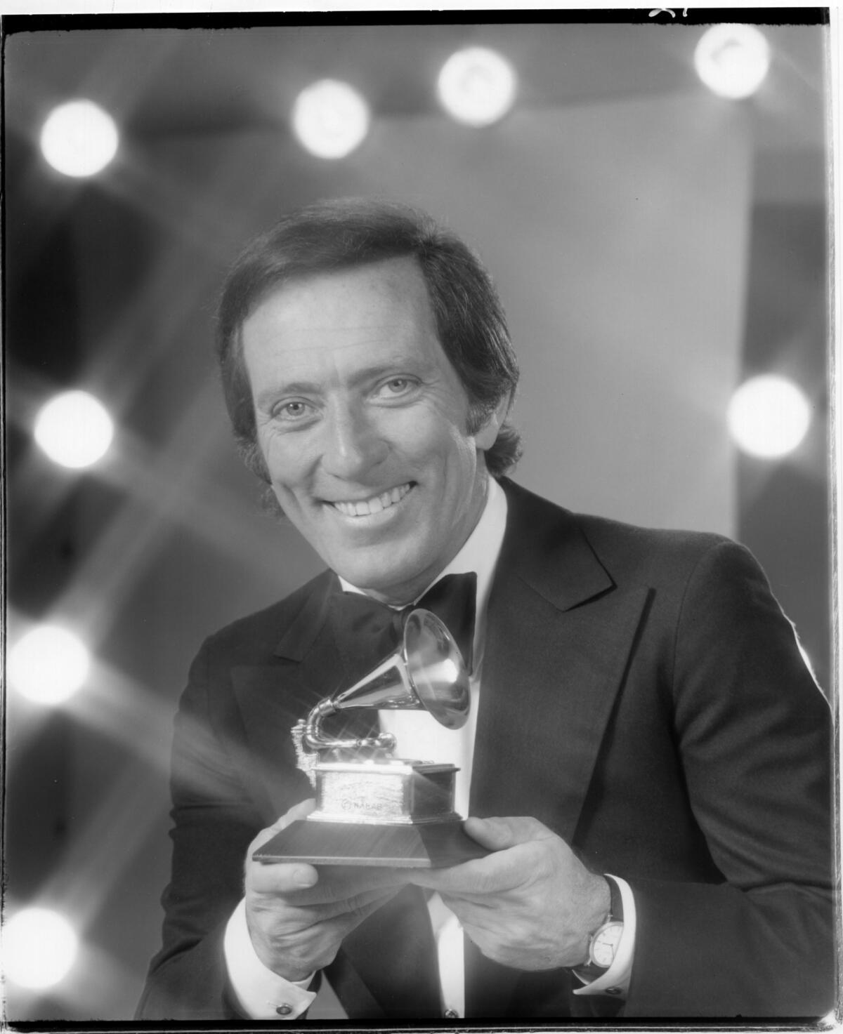 Andy Williams was the first live telecast host for the Grammy Awards, serving from 1971 through 1977. Though nominated as an artist for six Grammys, he never won one.