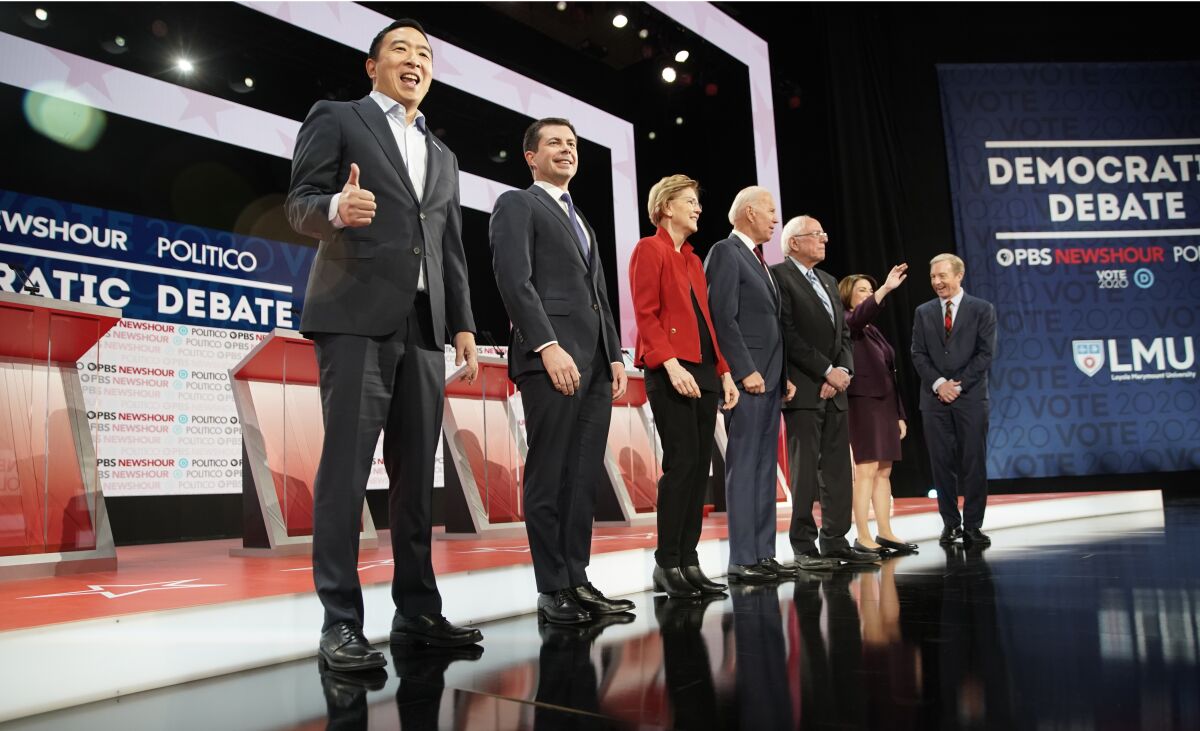 The candidates onstage.