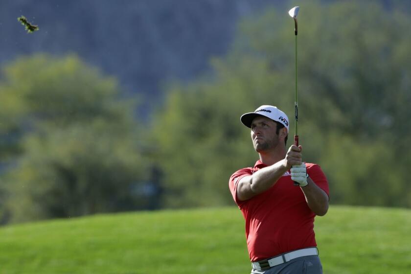 LA QUINTA, CA - JANUARY 21: Jon Rahm of Spain plays his shot on the 14th hole during the final round of the CareerBuilder Challenge at the TPC Stadium Course at PGA West on January 21, 2018 in La Quinta, California. (Photo by Jeff Gross/Getty Images) ** OUTS - ELSENT, FPG, CM - OUTS * NM, PH, VA if sourced by CT, LA or MoD **