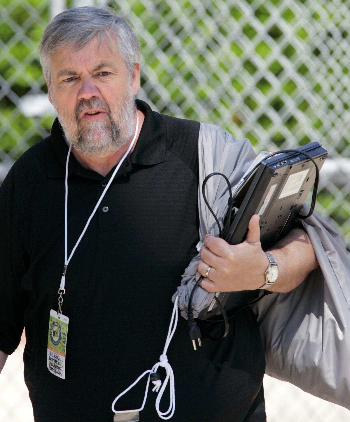 Bill James arrives for a baseball game against the Rays in Fort Myers, Fla., on March 13, 2008. 