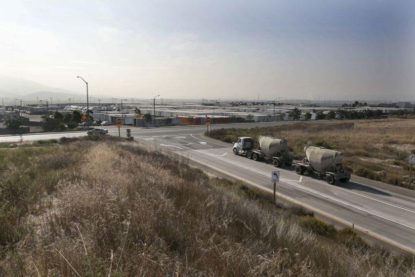 This is where the SR-11 currently dead ends in to Enrico Fermi Drive in Otay Mesa. Caltrans and SANDAG will break ground on Wednesday for the final section of State Route 11 that will connect the future Otay Mesa East Port of Entry to SR-905 and SR-125.