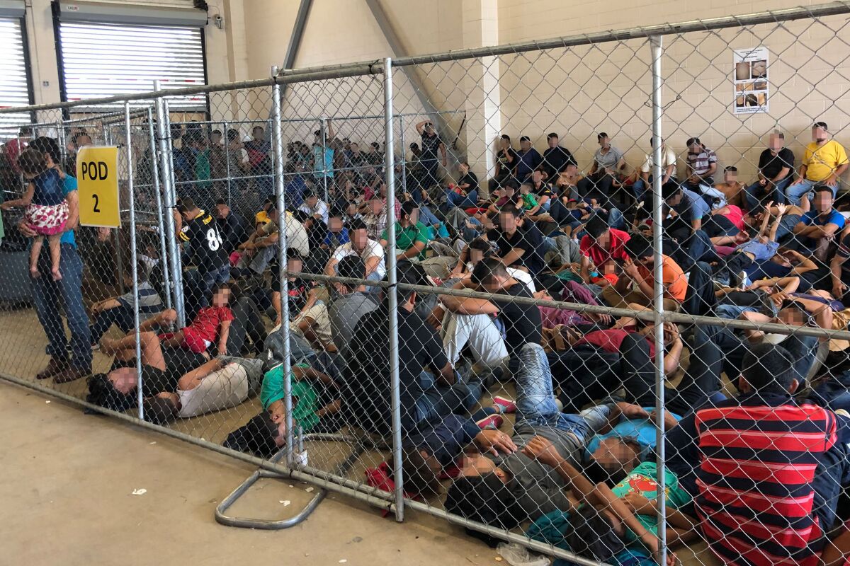 migrant families overcrowding in border patrol station