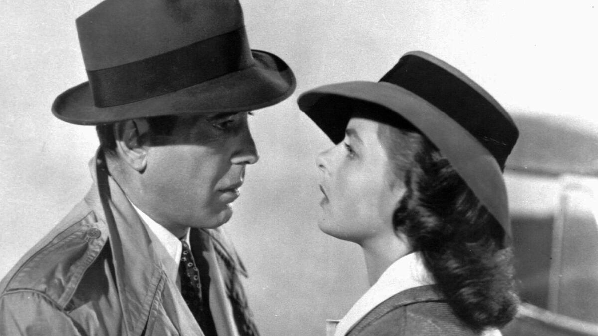 Humphrey Bogart and Ingrid Bergman in the 1943 film "Casablanca."