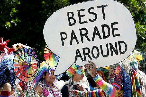 Participants gather before the start of the Doo Dah Parade in East Pasadena -- a new part of town for the irreverent event.