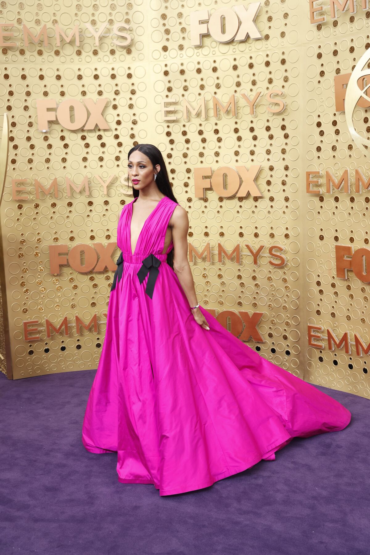 Mj Rodriguez arrives at the Emmy Awards.