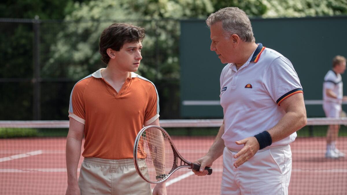 Craig Roberts, left, and Paul Reiser in the Amazon original series "Red Oaks."