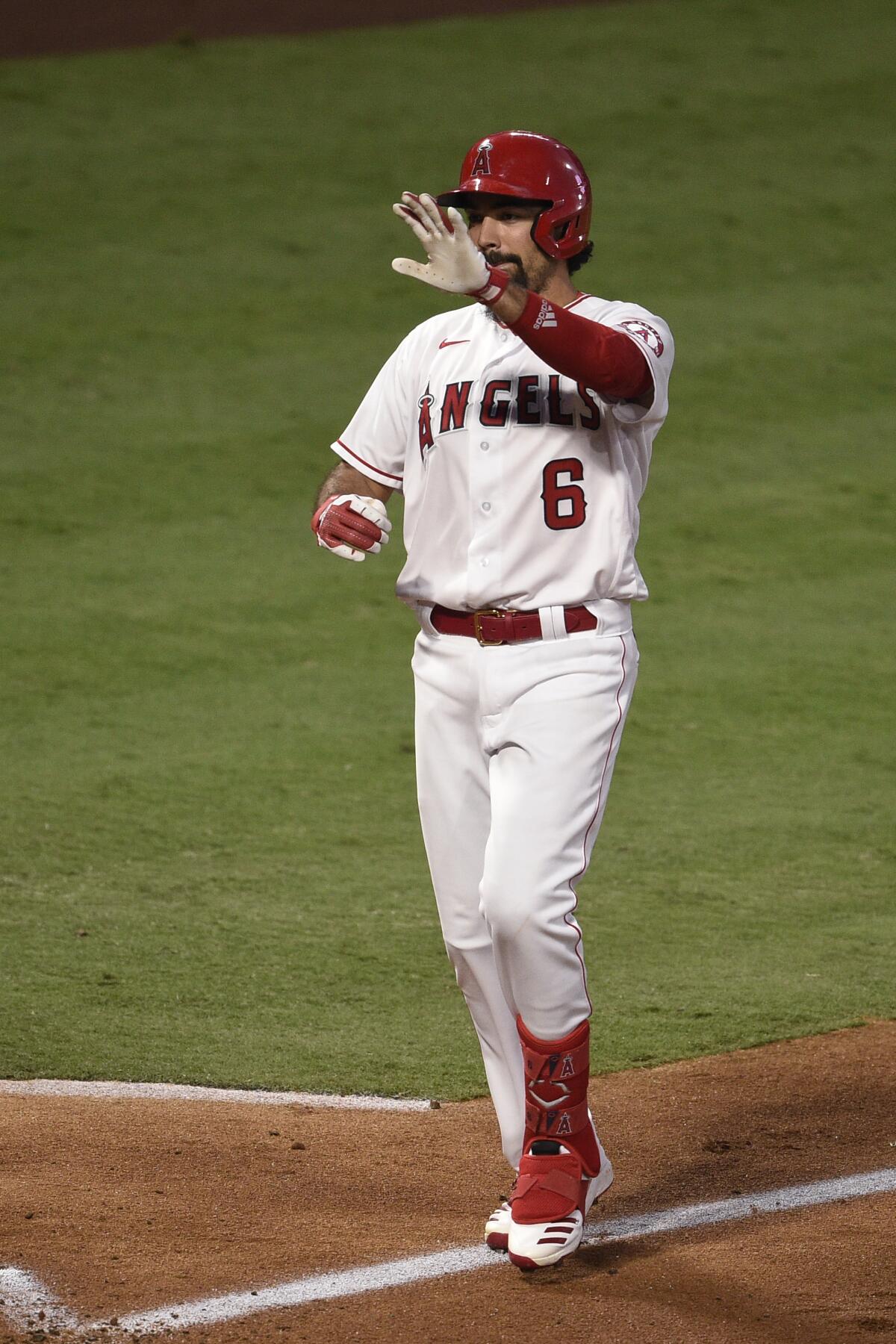 The Angels' Anthony Rendon homered against the Oakland Athletics on Aug. 11, 2020.