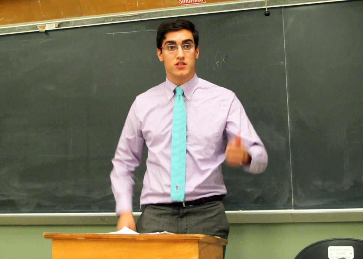 Feras Morad speaks at a collegiate debate tournament at Cal State Northridge on Nov. 8, 2014.