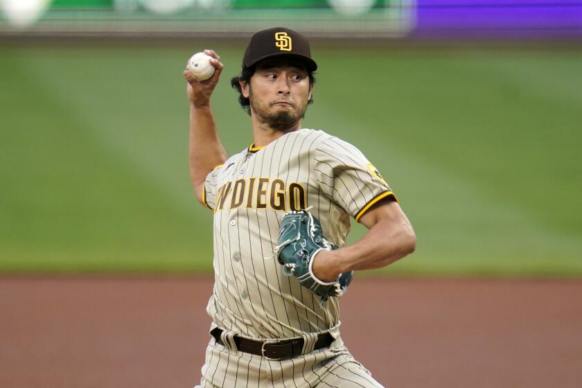 San Diego Padres starting pitcher Yu Darvish delivers during the first inning of a baseball game against the Pittsburgh Pirates in Pittsburgh, Monday, April 12, 2021. (AP Photo/Gene J. Puskar)