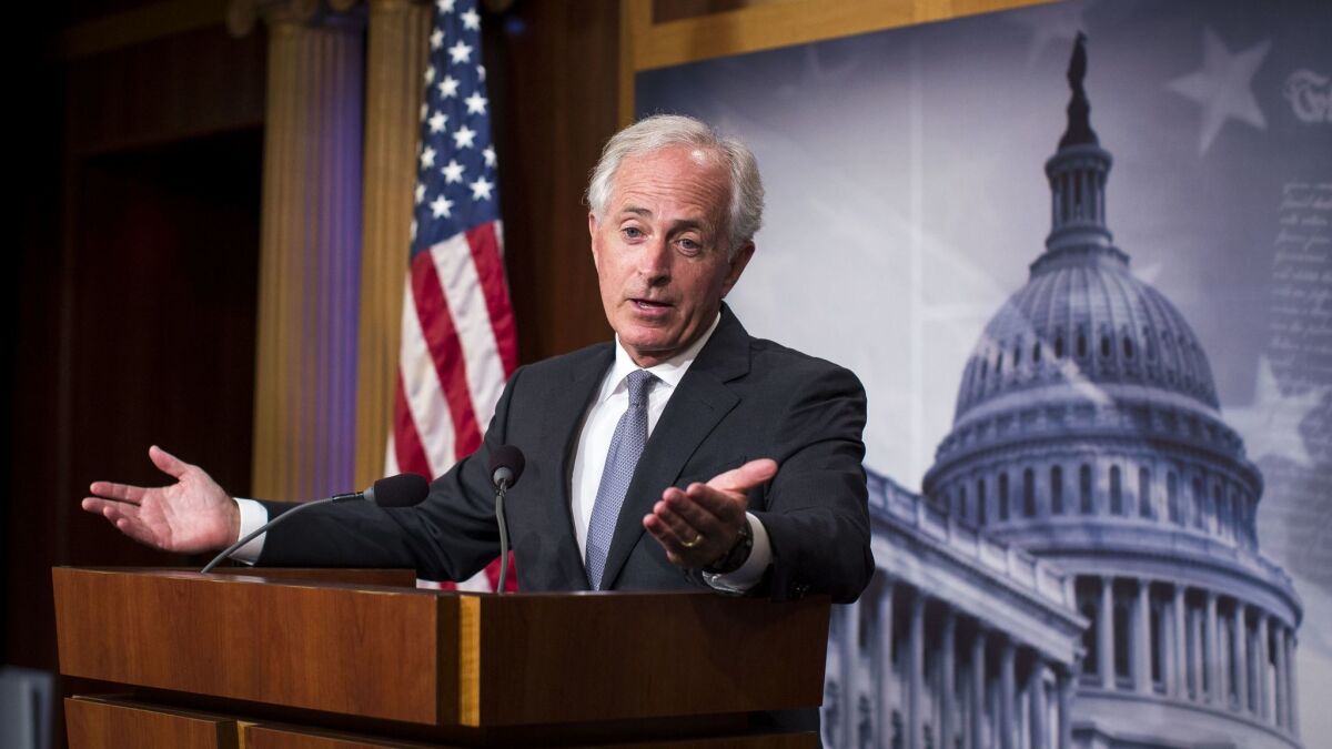 Sen. Bob Corker, R-Tenn.,says he remains deeply concerned about enacting tax cuts that add to the deficit but suggested Republicans may not rely on traditional economic scoring models when assessing the fiscal impact of proposed $1.5 trillion tax cut.