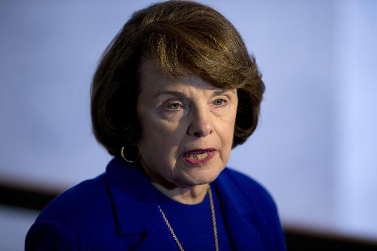 Sen. Dianne Feinstein (D-Calif.), the chair of the Intelligence Committee, says the administration now is willing to have a portion of a report on the detention and interrogation practices of the George W. Bush administration made public. voluminous report on the detention and interrogation practices of the George W. Bush administration Senate Intelligence Committee Chair Sen. Dianne Feinstein, D-Calif. speaks with reporters on Capitol Hill in Washington, Tuesday, March 5, 2013, after a closed-door committee vote on CIA director nominee John Brennan. The committee voted Tuesday to approve President Barack Obama's pick to lead the CIA after winning a behind-the-scenes battle with the White House over access to a series of top-secret legal opinions that justify the use of lethal drone strikes against terror suspects, including American citizens. (AP Photo/Evan Vucci) ** Usable by LA and DC Only **