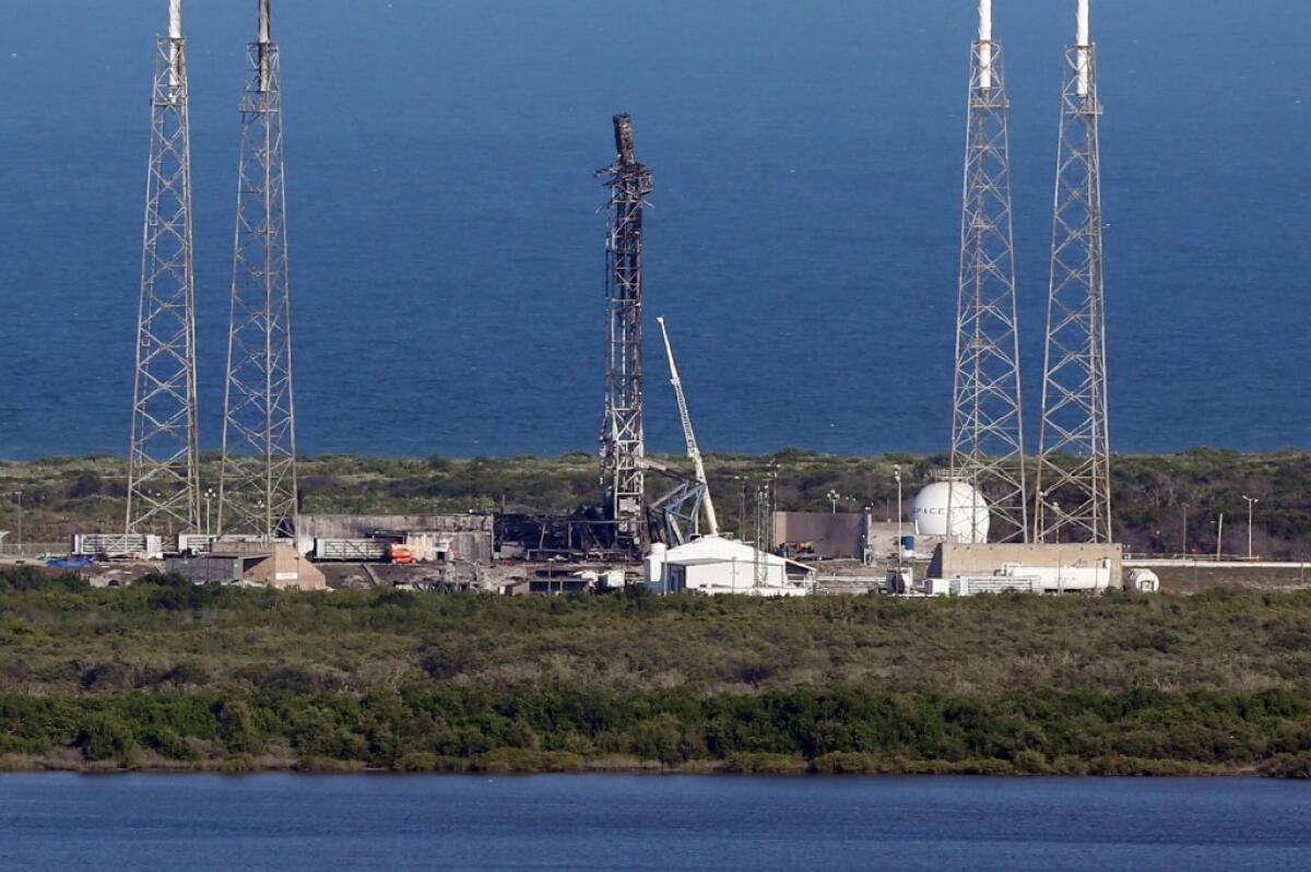 Shown are the remnants of a SpaceX Falcon 9 rocket, which was destroyed along with its payload in a Sept. 1 explosion at Cape Canaveral Air Force Station in Florida.