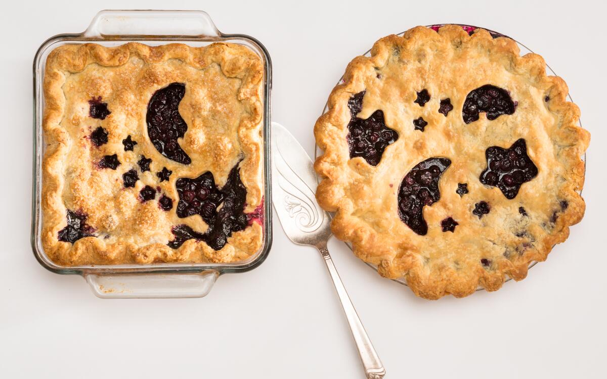 Blueberry pies photographed in the Los Angeles Times studio.