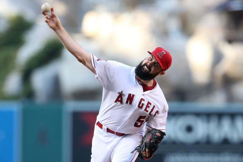 Angels rookie Matt Shoemaker pitched seven shutout innings against Detroit on Saturday night.