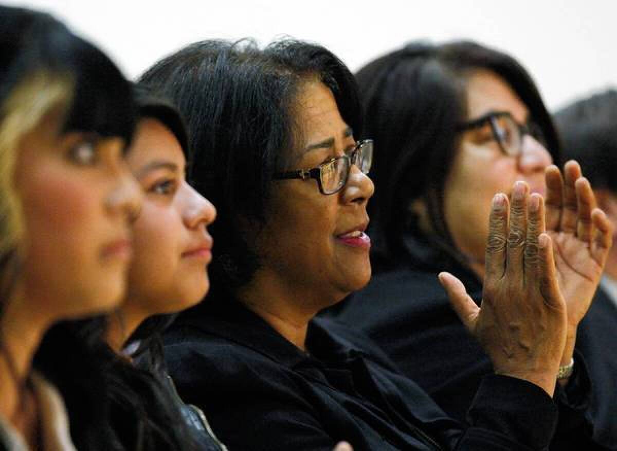 L.A. Councilwoman Jan Perry, center, has had to balance requests from the privileged and the poor in her district, which has led to uncomfortable fights.