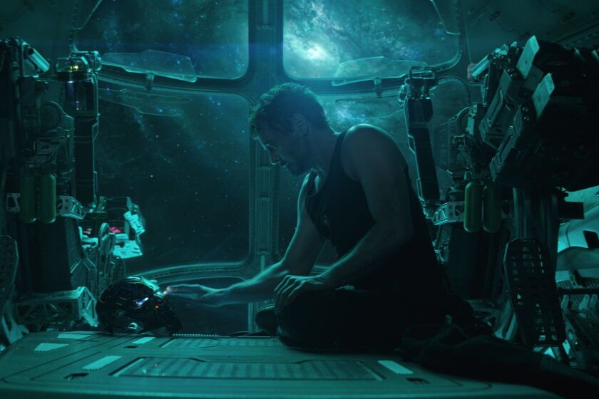 This image released by Disney shows Robert Downey Jr. in a scene from Avengers: Endgame. (Disney/Marvel Studios via AP)